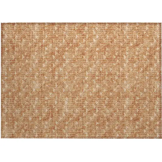 Salmon Geometric Washable Non Skid Indoor Outdoor Area Rug Photo 2