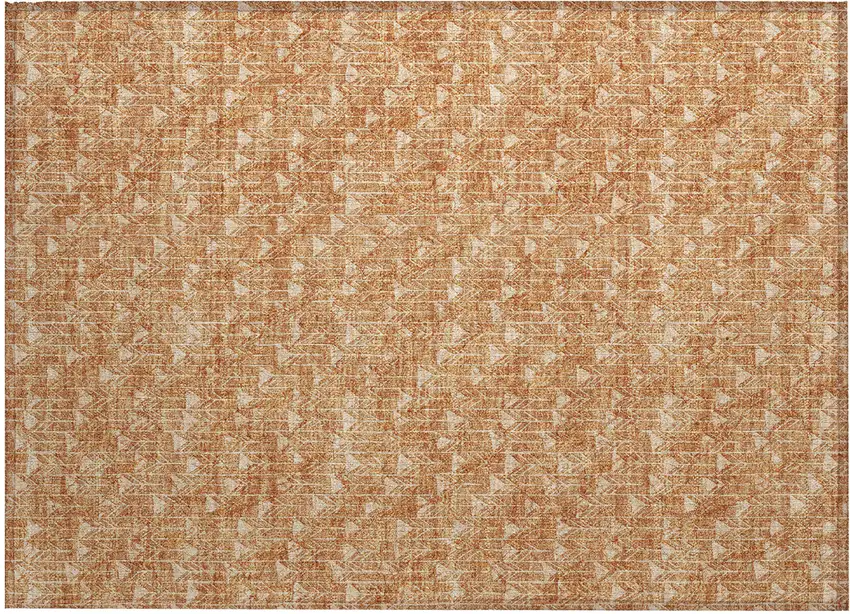 Salmon Geometric Washable Non Skid Indoor Outdoor Area Rug Photo 2
