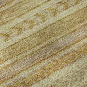 Photo of Salmon Gold And Beige Striped Washable Area Rug With UV Protection