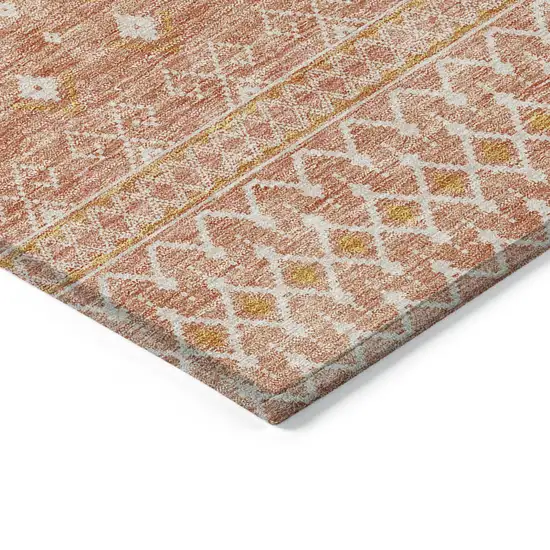 Salmon Gold And Ivory Tribal Washable Indoor Outdoor Area Rug Photo 2