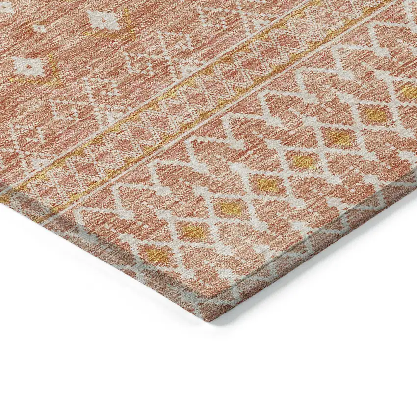 Salmon Gold And Ivory Tribal Washable Indoor Outdoor Area Rug Photo 2