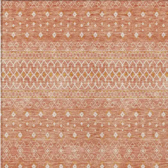 Salmon Gold And Ivory Tribal Washable Indoor Outdoor Area Rug Photo 4