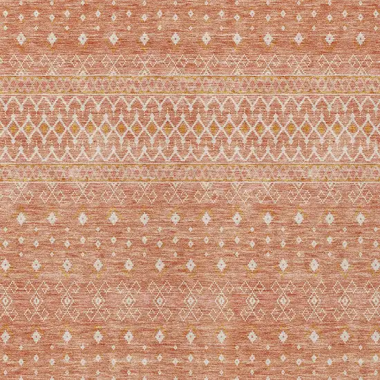 Salmon Gold And Ivory Tribal Washable Indoor Outdoor Area Rug Photo 4