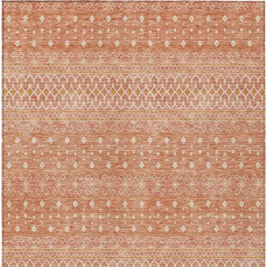 Salmon Gold And Ivory Tribal Washable Indoor Outdoor Area Rug Photo 5