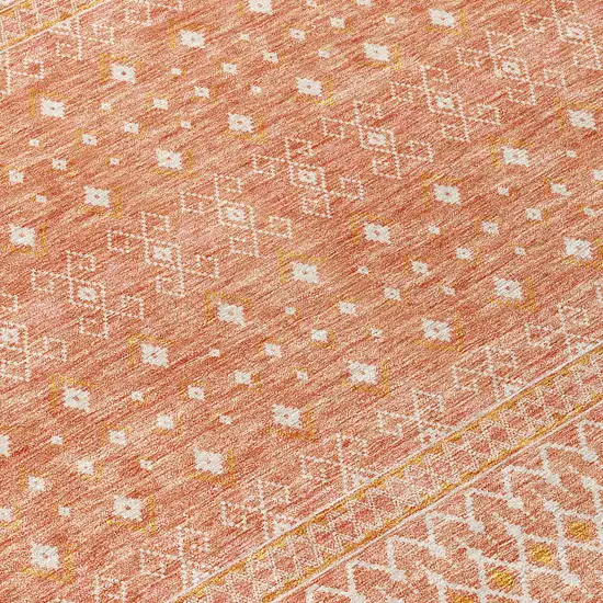 Salmon Gold And Ivory Tribal Washable Indoor Outdoor Area Rug Photo 3