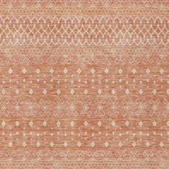 Salmon Gold And Ivory Tribal Washable Indoor Outdoor Area Rug Photo 4