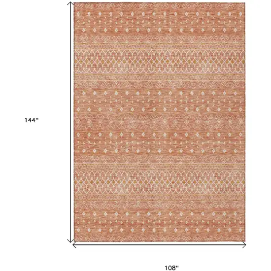 Salmon Gold And Ivory Tribal Washable Indoor Outdoor Area Rug Photo 3