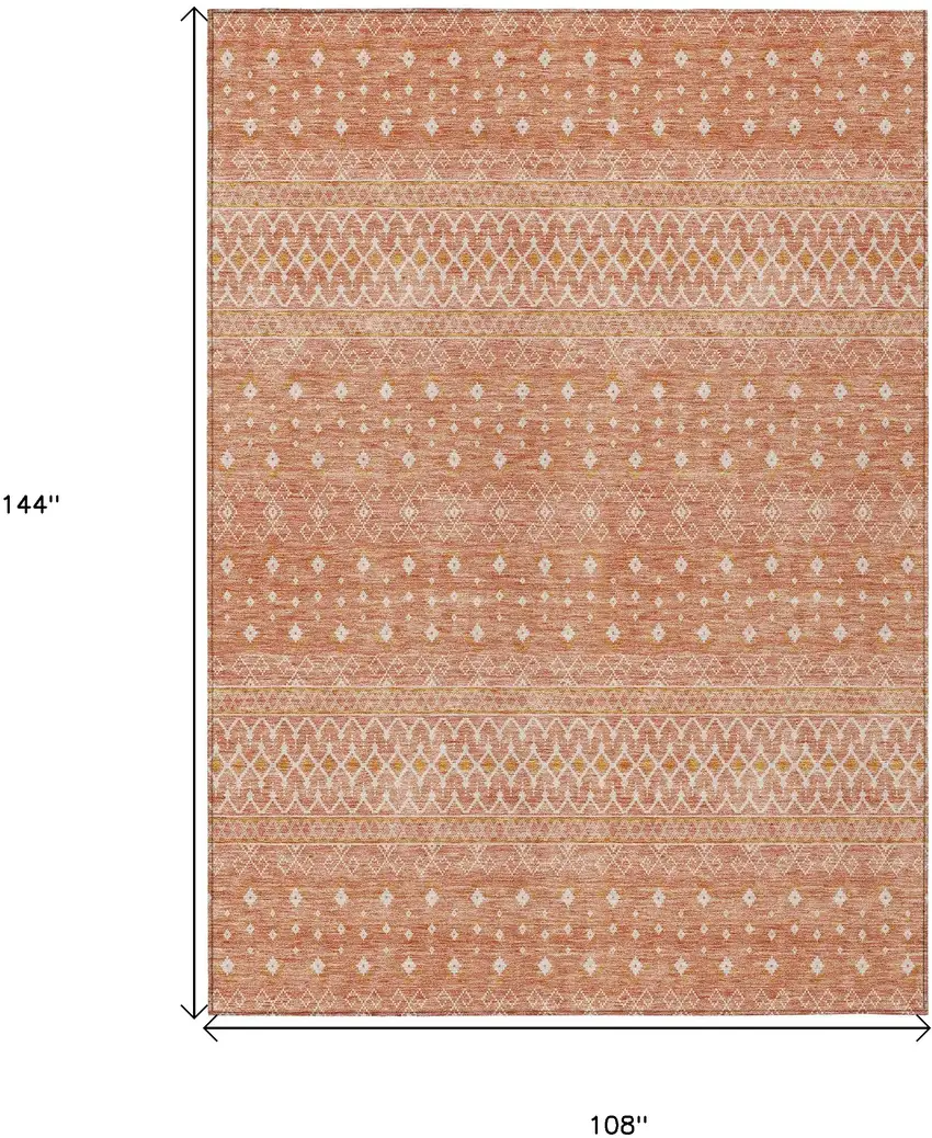 Salmon Gold And Ivory Tribal Washable Indoor Outdoor Area Rug Photo 3