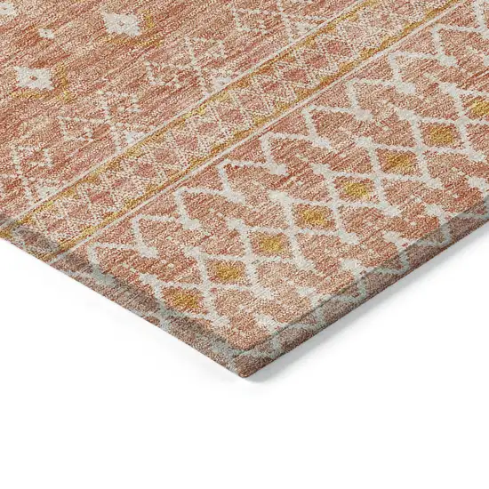 Salmon Gold And Ivory Tribal Washable Indoor Outdoor Area Rug Photo 2