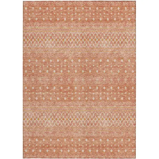 Salmon Gold And Ivory Tribal Washable Indoor Outdoor Area Rug Photo 5
