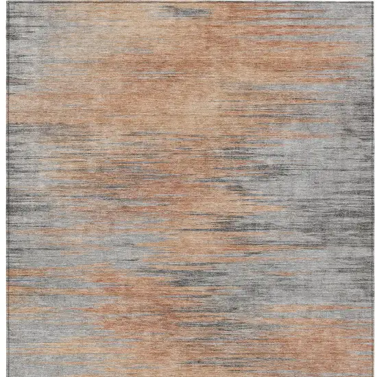 Salmon Gray And Charcoal Abstract Washable Indoor Outdoor Area Rug Photo 6