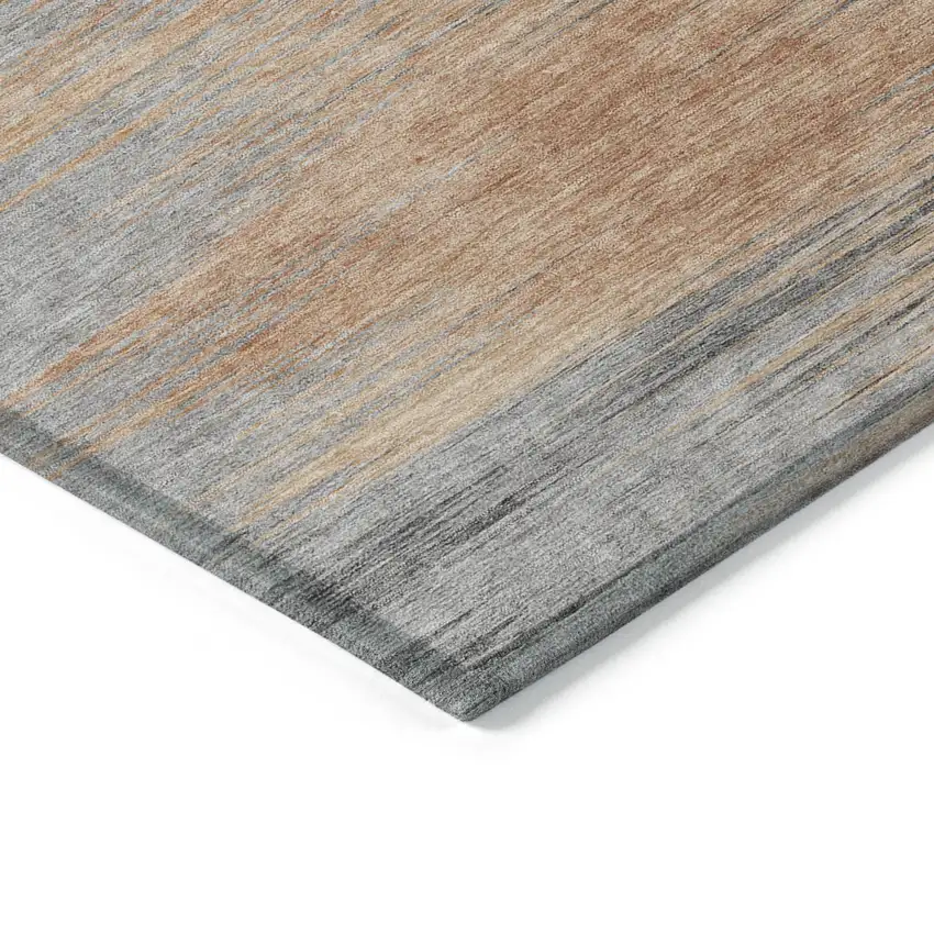 Salmon Gray And Charcoal Abstract Washable Indoor Outdoor Area Rug Photo 4