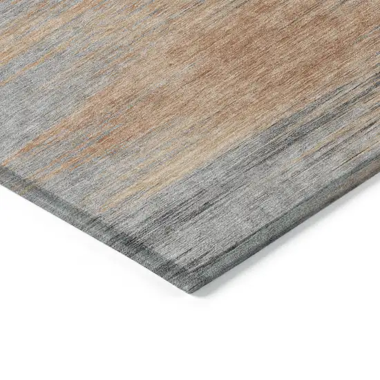 Salmon Gray And Charcoal Abstract Washable Indoor Outdoor Area Rug Photo 4