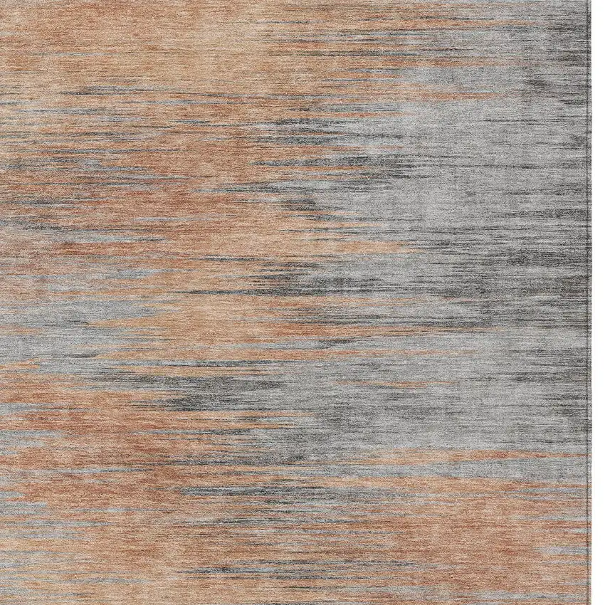 Salmon Gray And Charcoal Abstract Washable Indoor Outdoor Area Rug Photo 5