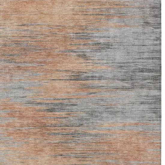 Salmon Gray And Charcoal Abstract Washable Indoor Outdoor Area Rug Photo 5