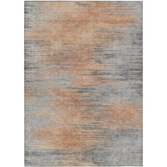 Salmon Gray And Charcoal Abstract Washable Indoor Outdoor Area Rug Photo 2