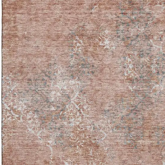 Salmon Gray And Ivory Abstract Washable Area Rug With UV Protection Photo 4