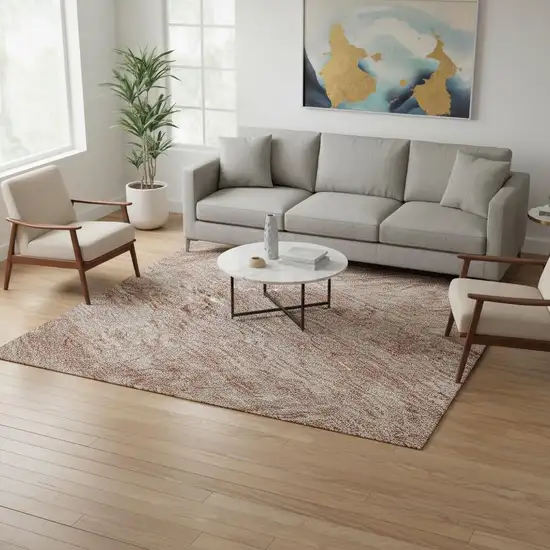 Salmon Gray And Ivory Abstract Washable Area Rug With UV Protection Photo 2