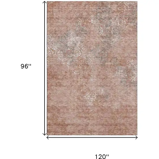 Salmon Gray And Ivory Abstract Washable Area Rug With UV Protection Photo 3