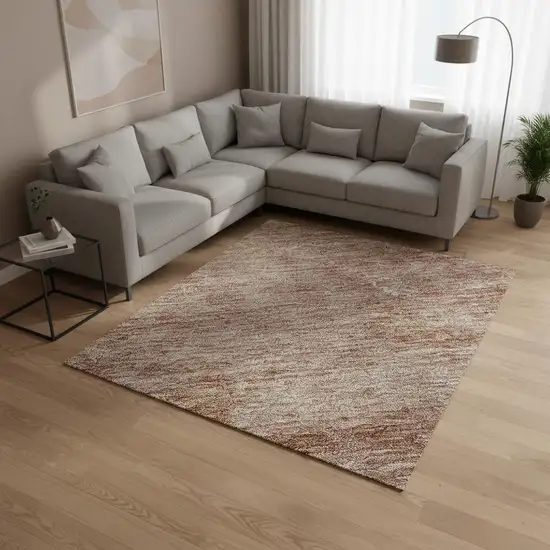 Salmon Gray And Ivory Abstract Washable Area Rug With UV Protection Photo 2