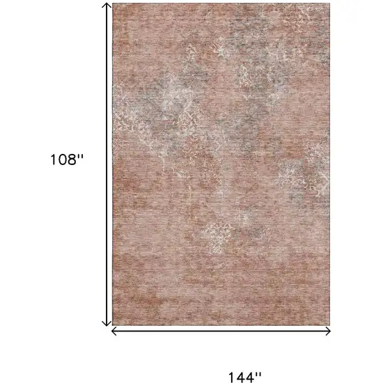 Salmon Gray And Ivory Abstract Washable Area Rug With UV Protection Photo 3