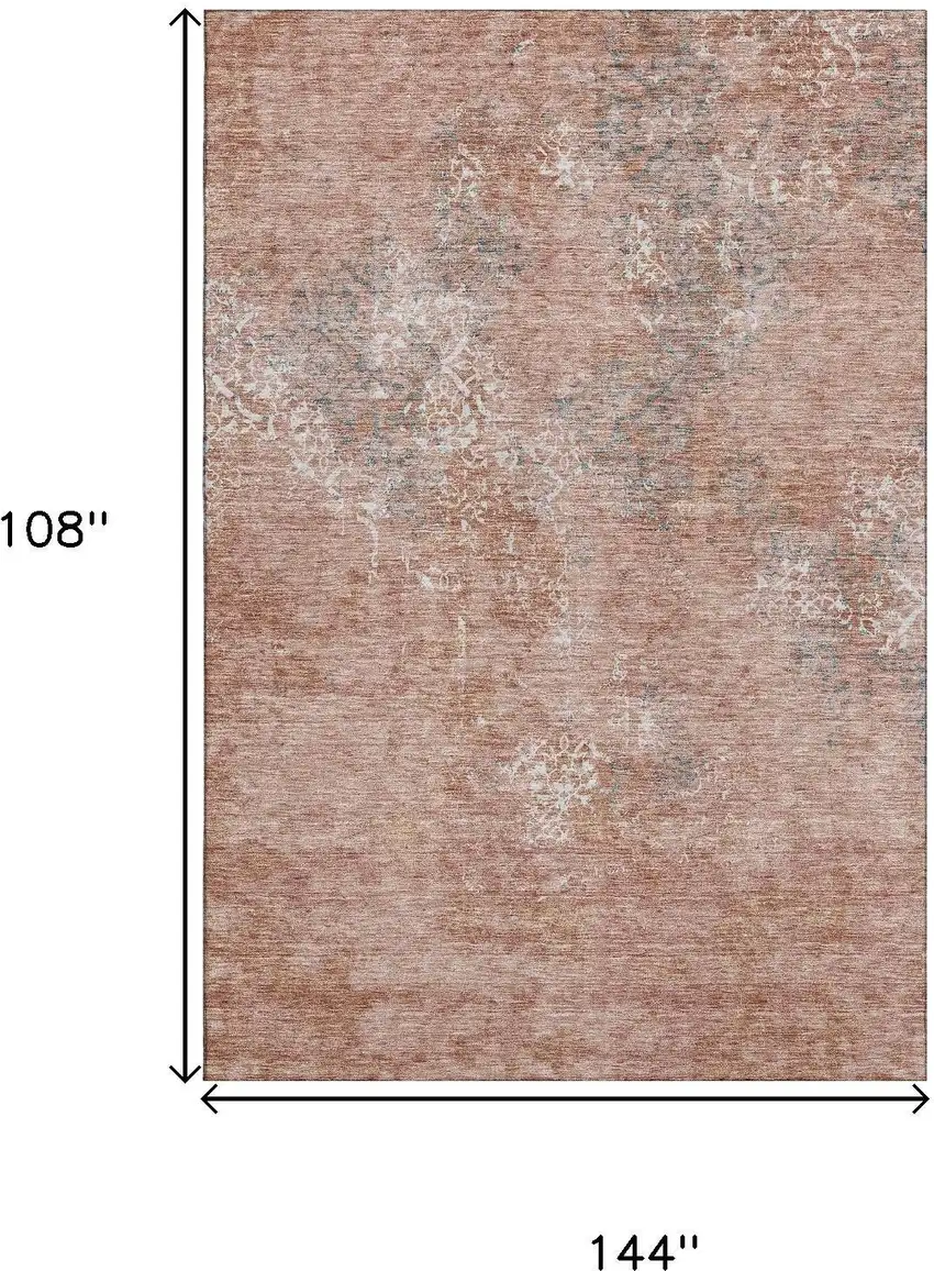 Salmon Gray And Ivory Abstract Washable Area Rug With UV Protection Photo 3