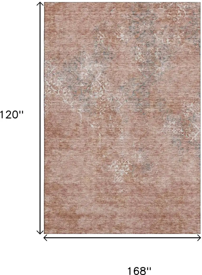 Salmon Gray And Ivory Abstract Washable Area Rug With UV Protection Photo 3