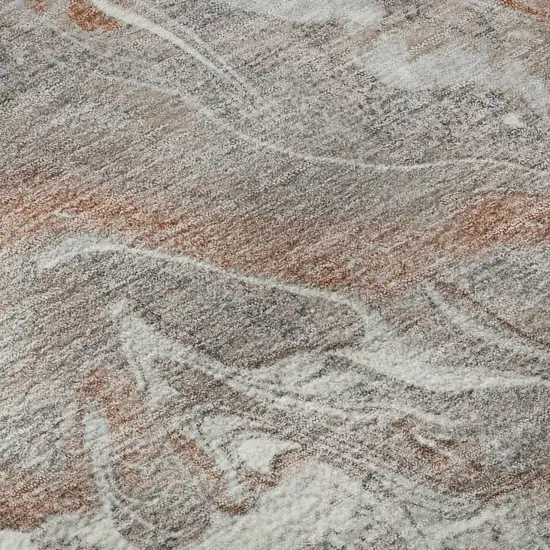 Salmon Gray And Ivory Abstract Washable Area Rug With UV Protection Photo 9