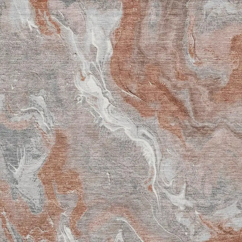 Salmon Gray And Ivory Abstract Washable Area Rug With UV Protection Photo 2