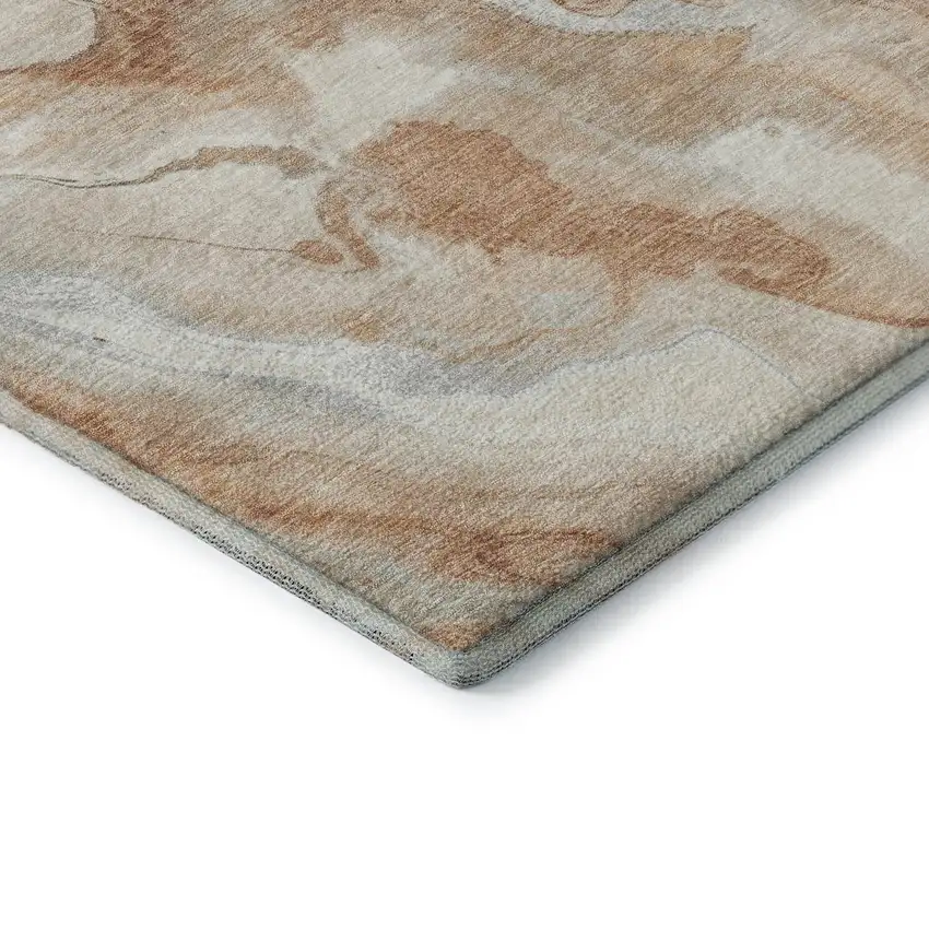 Salmon Gray And Ivory Abstract Washable Area Rug With UV Protection Photo 7