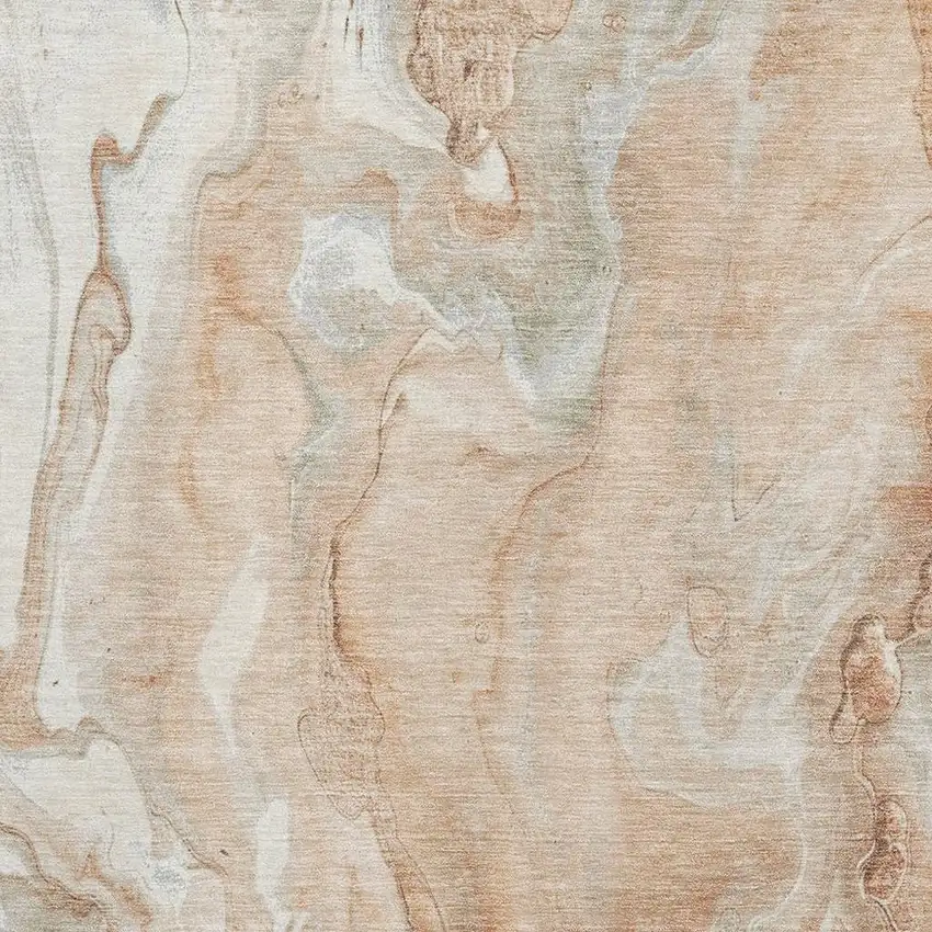 Salmon Gray And Ivory Abstract Washable Area Rug With UV Protection Photo 2