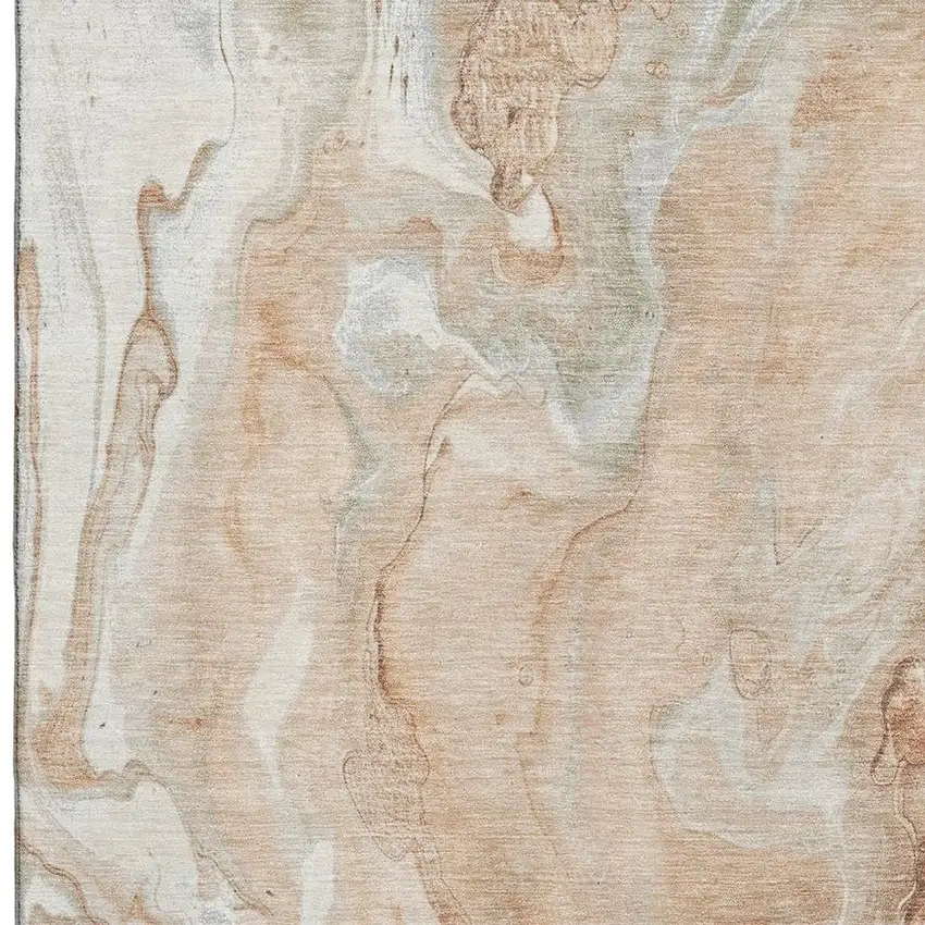 Salmon Gray And Ivory Abstract Washable Area Rug With UV Protection Photo 2