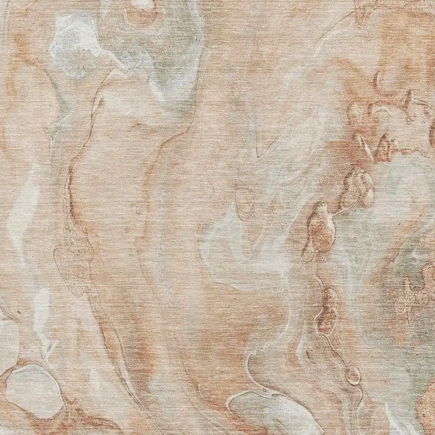 Salmon Gray And Ivory Abstract Washable Area Rug With UV Protection Photo 2