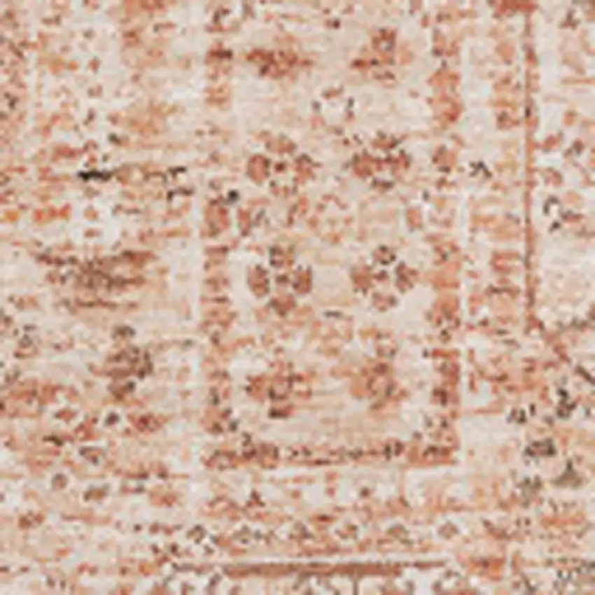 Salmon Gray And Ivory Floral Washable Area Rug With UV Protection Photo 3