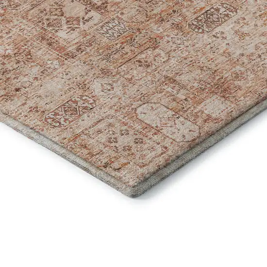 Salmon Gray And Ivory Floral Washable Area Rug With UV Protection Photo 7