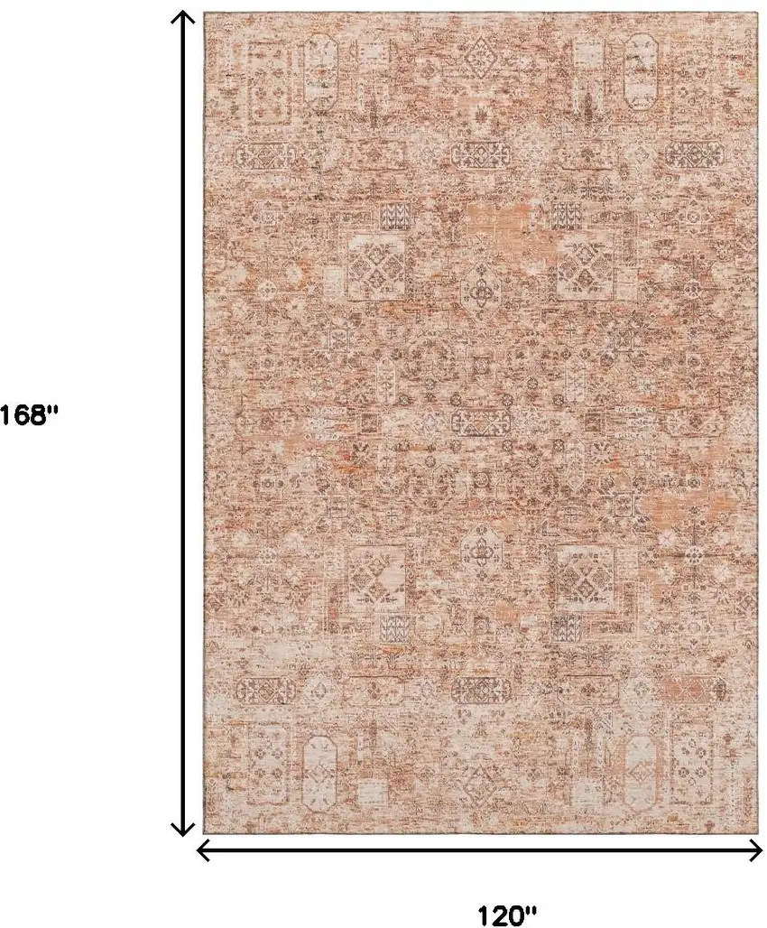 Salmon Gray And Ivory Floral Washable Area Rug With UV Protection Photo 9