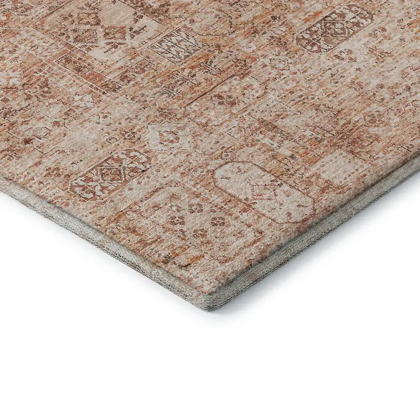 Salmon Gray And Ivory Floral Washable Area Rug With UV Protection Photo 6