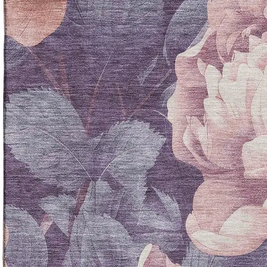 Salmon Gray And Ivory Floral Washable Area Rug With UV Protection Photo 2