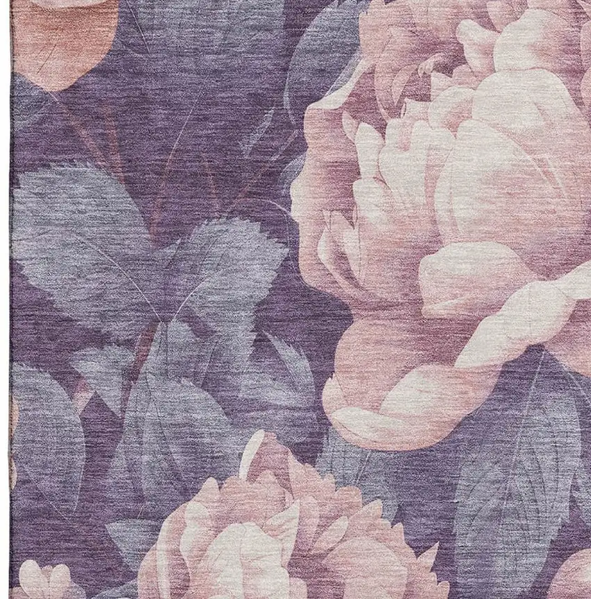 Salmon Gray And Ivory Floral Washable Area Rug With UV Protection Photo 2