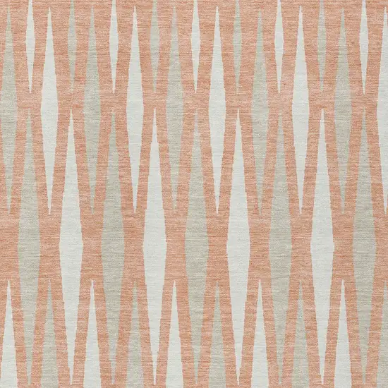 Salmon Gray And Ivory Geometric Washable Indoor Outdoor Area Rug Photo 7