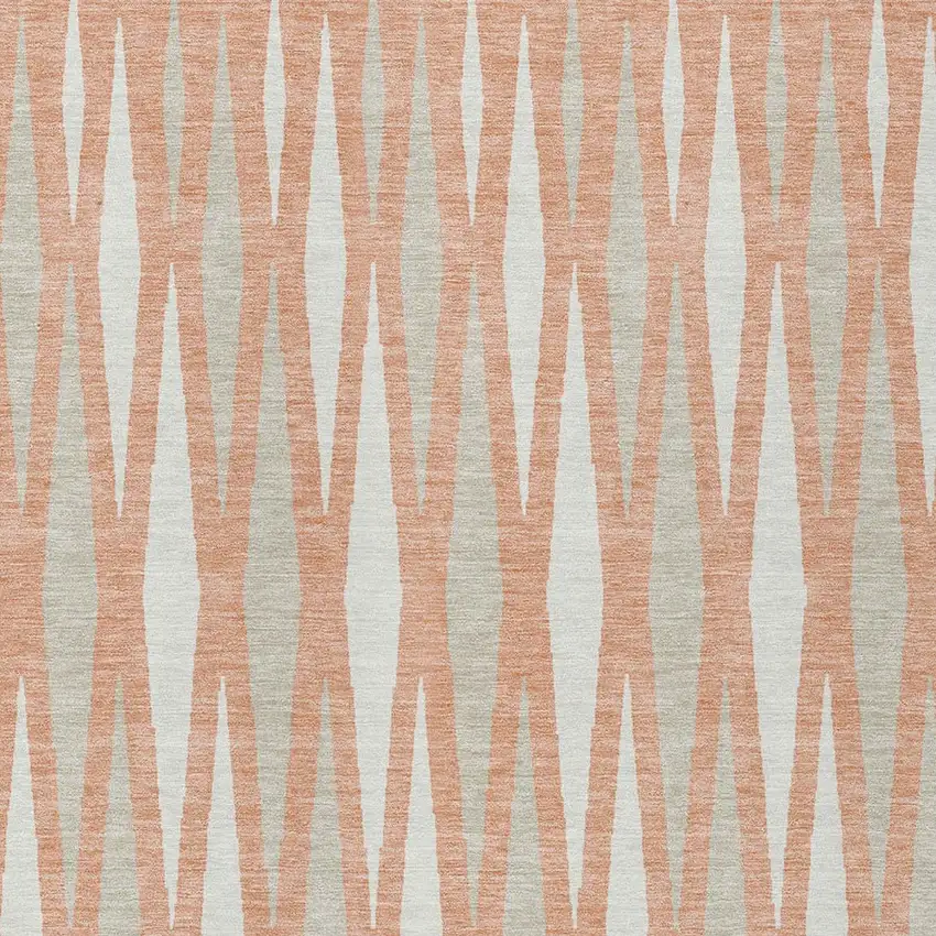 Salmon Gray And Ivory Geometric Washable Indoor Outdoor Area Rug Photo 7
