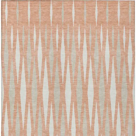 Salmon Gray And Ivory Geometric Washable Indoor Outdoor Area Rug Photo 7