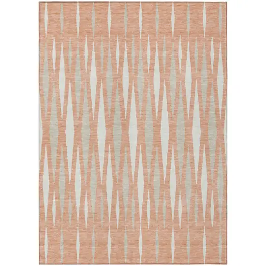 Salmon Gray And Ivory Geometric Washable Indoor Outdoor Area Rug Photo 2