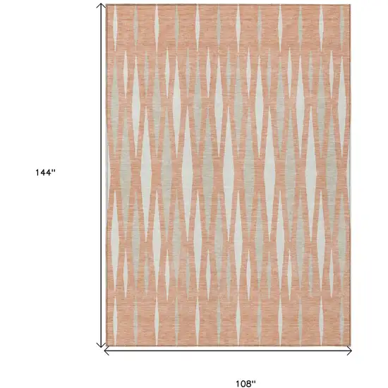 Salmon Gray And Ivory Geometric Washable Indoor Outdoor Area Rug Photo 3