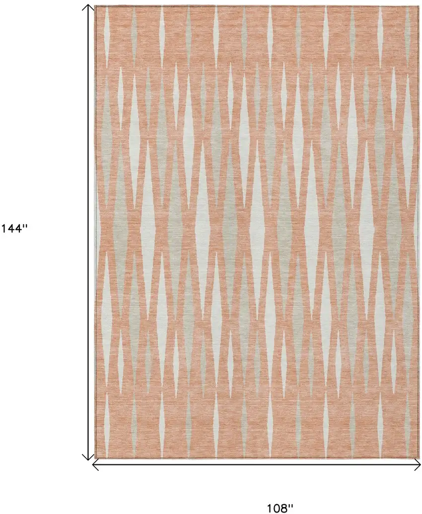 Salmon Gray And Ivory Geometric Washable Indoor Outdoor Area Rug Photo 3