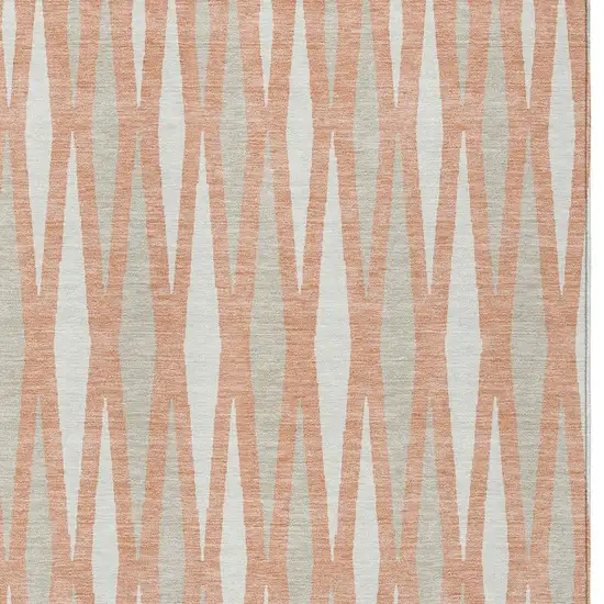 Salmon Gray And Ivory Geometric Washable Indoor Outdoor Area Rug Photo 7