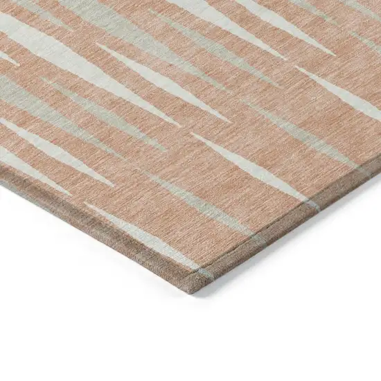 Salmon Gray And Ivory Geometric Washable Indoor Outdoor Area Rug Photo 4