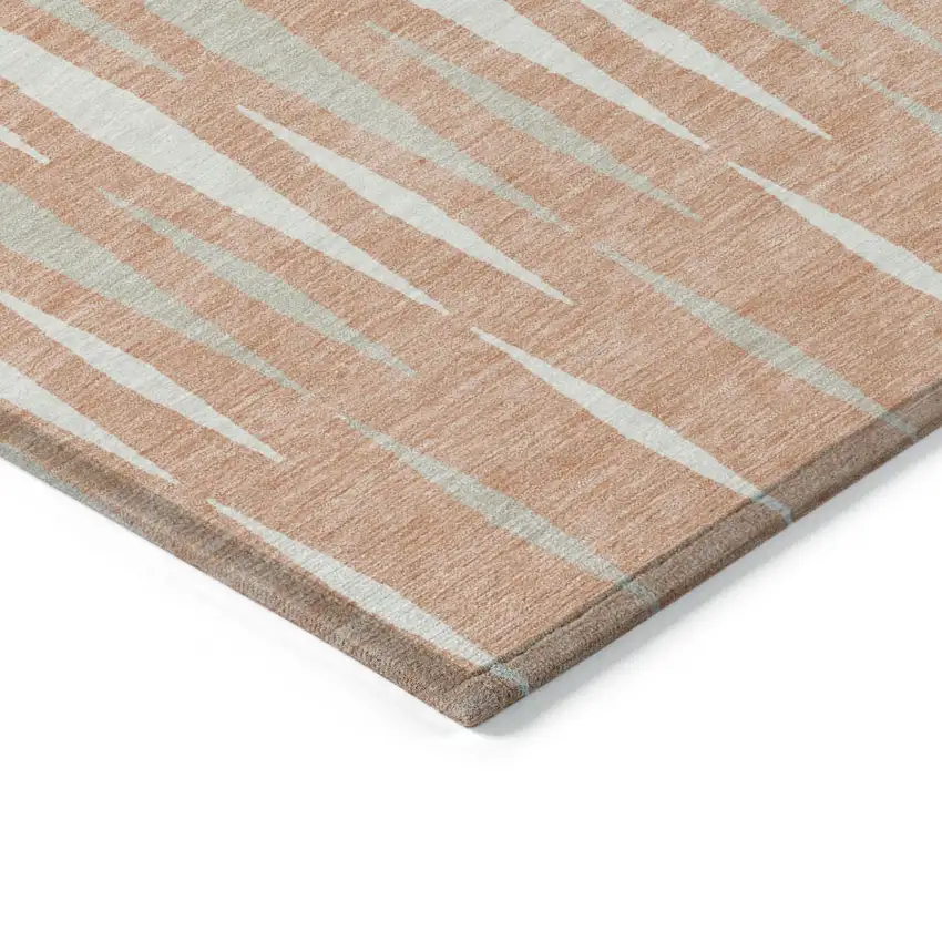 Salmon Gray And Ivory Geometric Washable Indoor Outdoor Area Rug Photo 4