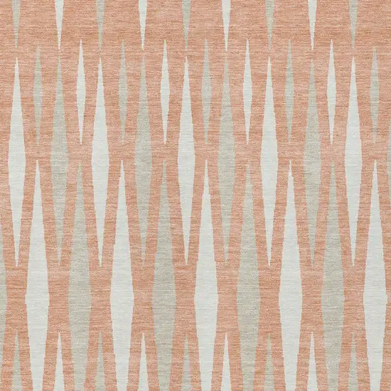 Salmon Gray And Ivory Geometric Washable Indoor Outdoor Area Rug Photo 7