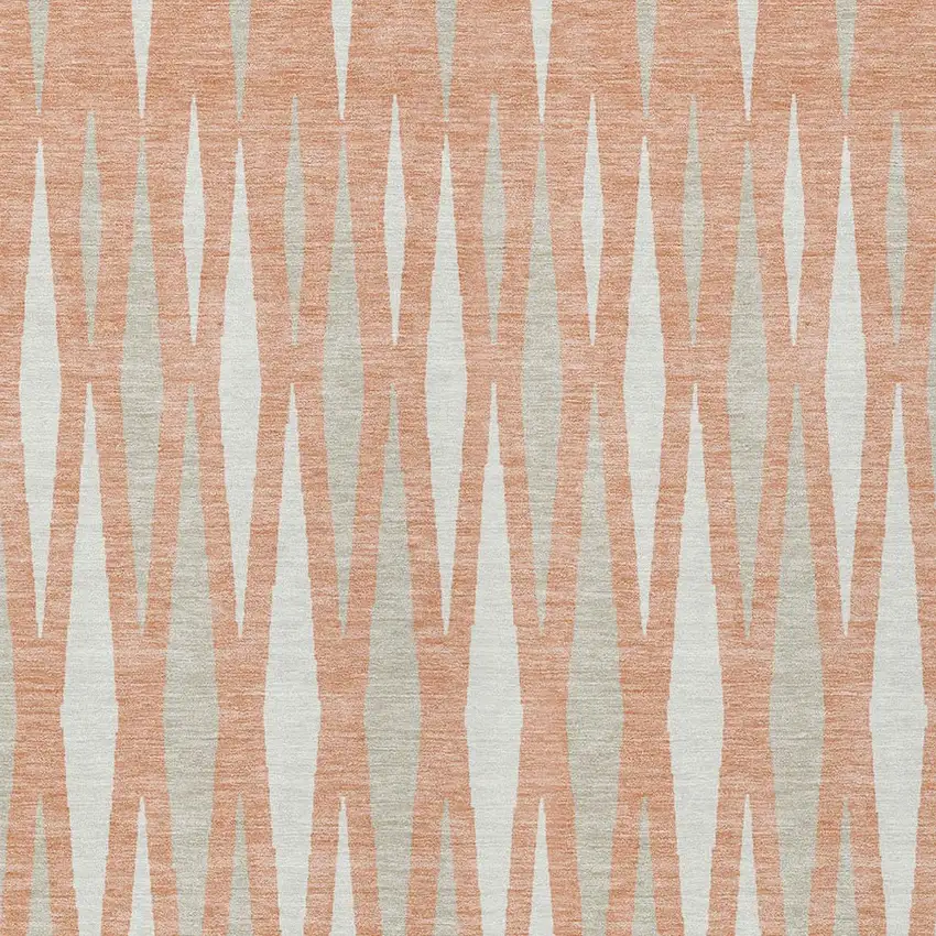 Salmon Gray And Ivory Geometric Washable Indoor Outdoor Area Rug Photo 7